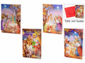 Biglietti di auguri natalizi Sacra Famiglia / Presepe con decori 3D e busta, set da 24 pezzi, cm 12 x 17 H