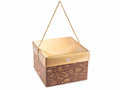Set di 8 scatole portadolci in carta decorata a tema Natale con coperchio e cordino, ideale per confezionare dolci natalizi, panettoni e prodotti artigianali, cm 22,5 x 22,5 x 16 H