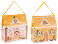 Scatole natalizie a forma di casetta pan di zenzero con manico, realizzate, set da 12 pezzi, cm 25 x 12 x 26 H