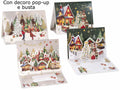 Biglietti di auguri di Natale pop-up con scene e paesaggi natalizi, busta e card, set da 20 pezzi, cm 18 x 13 H