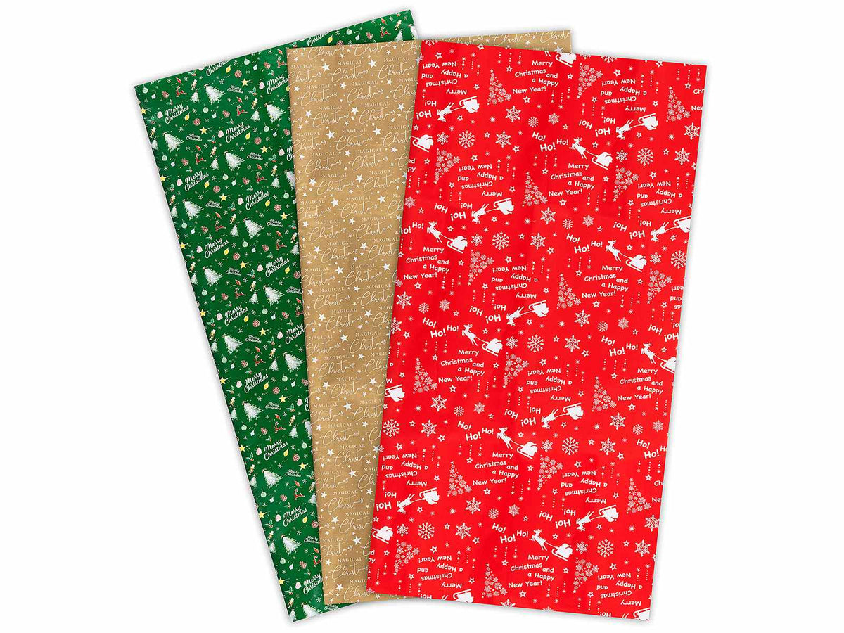 Carta regalo colorata lucida con stampa nataliziafogli, cm 70 x 100 H