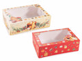 Scatole di Natale in carta con vetrinetta trasparente e decorazione di dolcetti, set da 16 pezzi, cm 22,5 x 15,5 x 7 H
