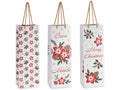 Sacchetti / buste porta bottiglia natalizi con manici in corda, decori a stelle, set da 24 pezzi, cm 12 x 10 x 35 H