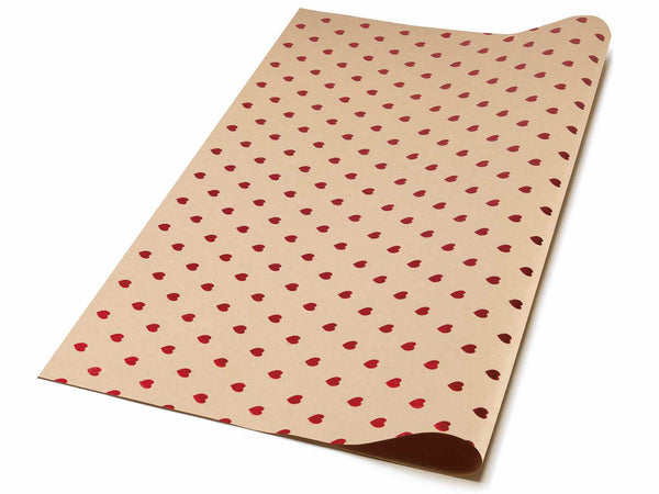 Carta da regalo adatta anche per alimenti con cuori metallizzati rossi, cm 70 x 100 H