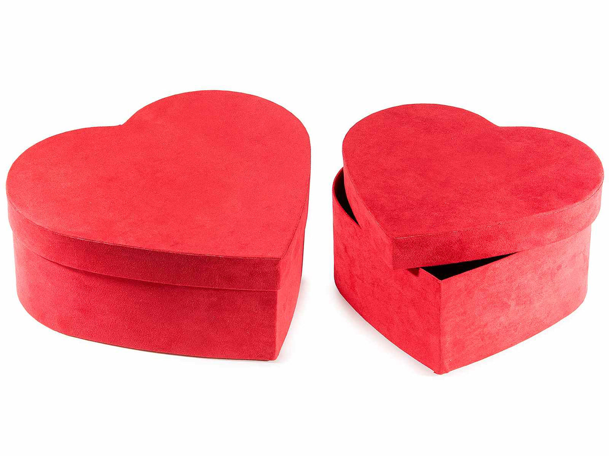 Scatole a forma di cuore in carta effetto velluto, per San Valentino e festa, set da 2 pezzi, Grande: cm 26 x 24 x 10 H
