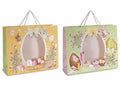 Borse di Pasqua in carta con finestrella a uovo e tag abbinato, set da 12 pezzi, cm 38 x 12,5 x 30,5 H