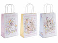Buste a sacchetto di Pasqua piccole in carta con stampa coniglietti, set da 48 pezzi, cm 15 x 8 x 21 H