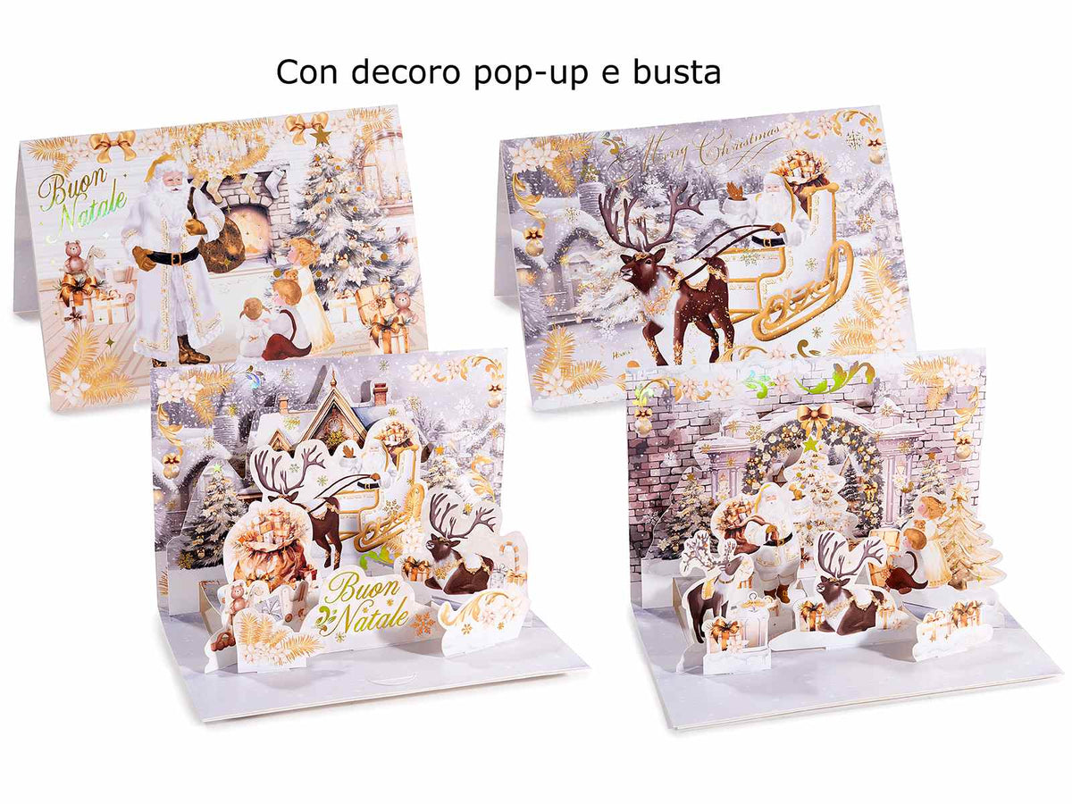 Biglietti di auguri di Natale con decori pop-up paesaggio innevato, set da 36 pezzi, cm 17 x 11,5 H