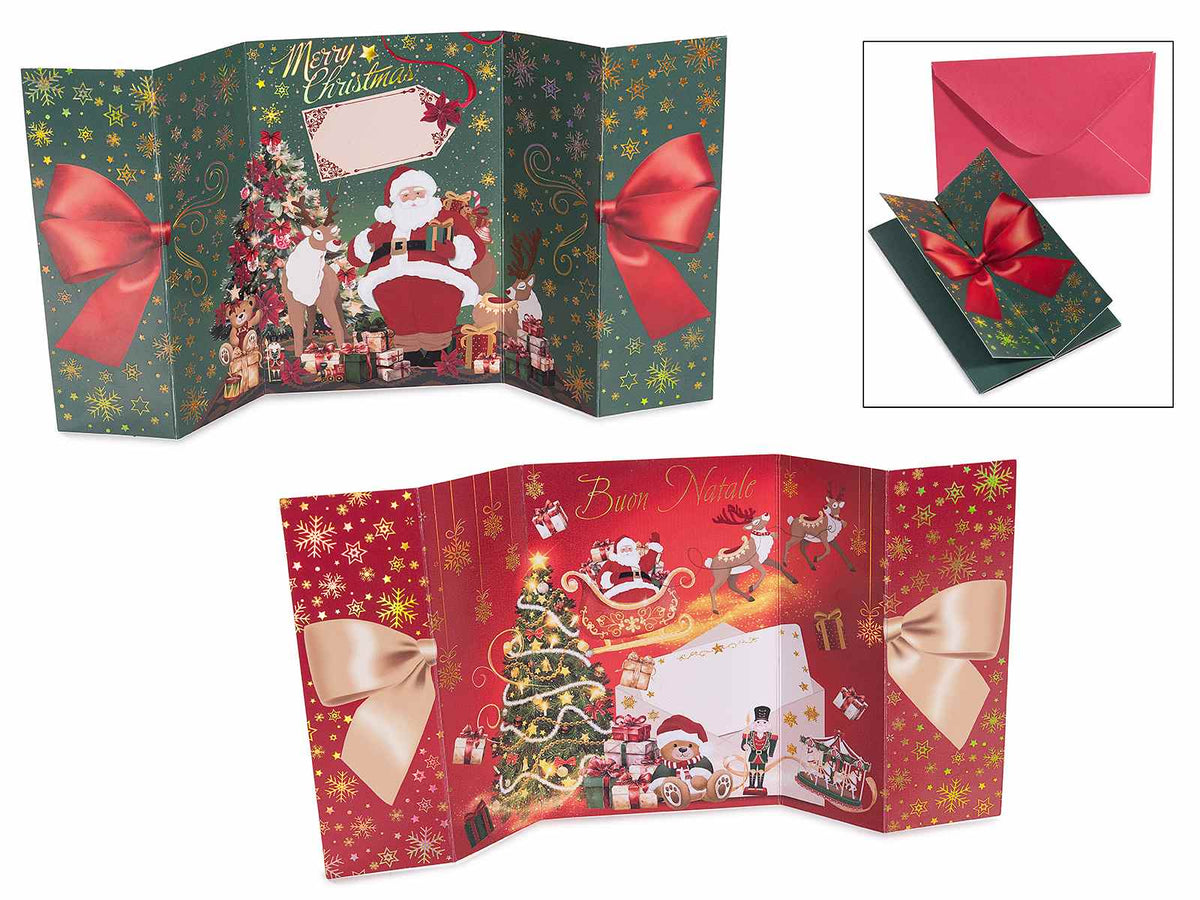 Biglietti di auguri di Natale pieghevoli a libretto con decori dorati e busta, set da 36 pezzi, cm 9,5 x 14 H