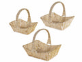 Cestini di corda intrecciata in carta bianco oro con manico, Grande: cm 36 x 28,5 x 12 H