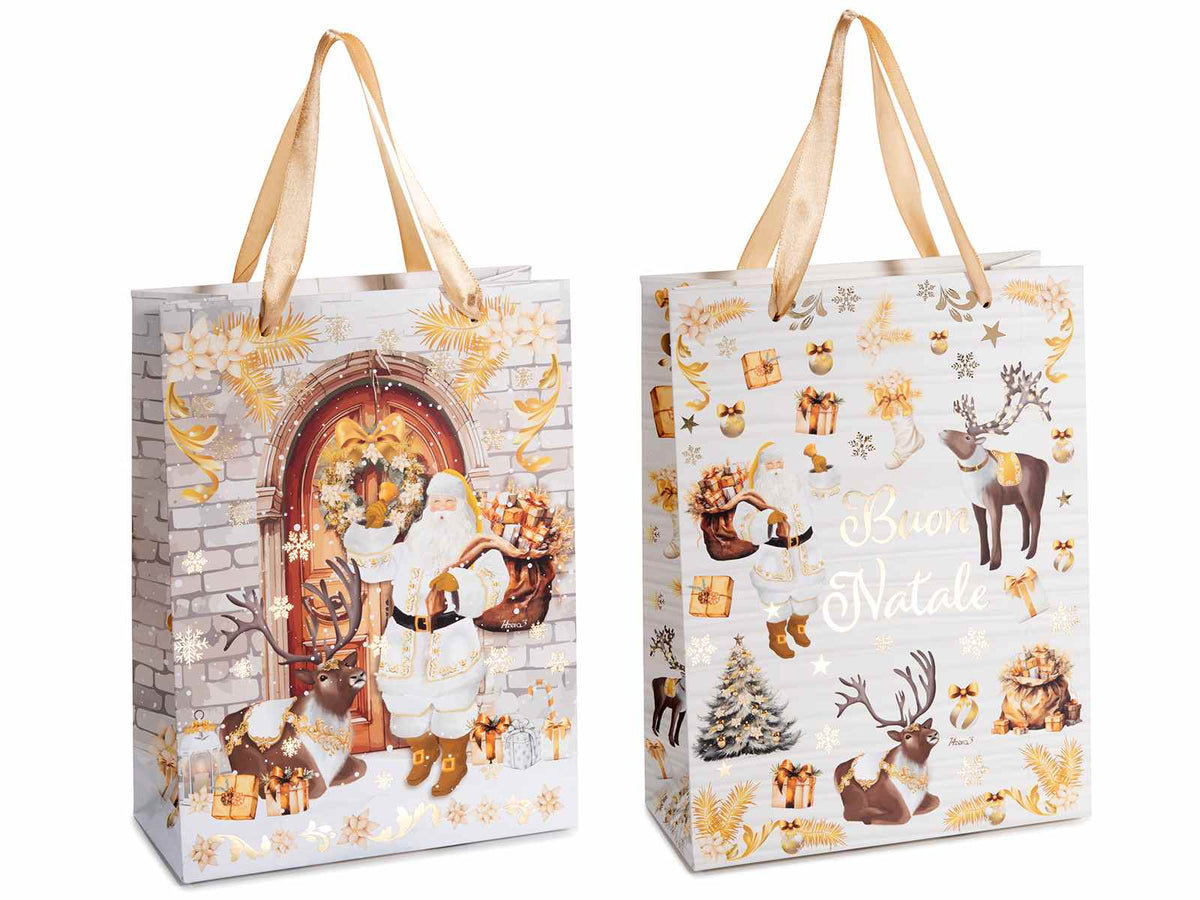 Sacchetti / buste di Natale di dimensione media in carta con decori natalizi, set da 36 pezzi, cm 18 x 8 x 24 H