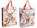 Sacchetti / buste di Natale di dimensione grande in carta con manici raso, set da 20 pezzi, cm 26 x 10 x 32 H