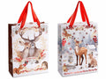Sacchetti / buste di Natale di dimensione media in carta con manici raso, set da 36 pezzi, cm 18 x 8 x 24 H