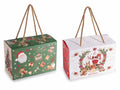 Scatole regalo di Natale in carta con fantasia natalizia e manici in corda, set da 20 pezzi, cm 18 x 9 x 12 H