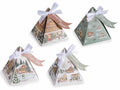 Scatole regalo di Natale in carta a forma di piramide con cordino da appendere, set da 96 pezzi, cm 7,5 x 7,5 x 7,5 H
