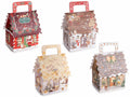 Scatole regalo di Natale a forma di casetta con manico e stampa natalizia, set da 48 pezzi, cm 11,5 x 10 x 13 H