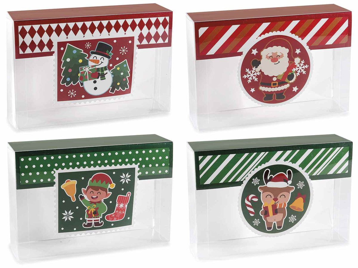 Scatole regalo di Natale trasparenti in PVC con card con stampa Babbo Natale /, set da 32 pezzi, cm 18 x 5 x 12 H