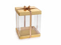 Scatoline regalo oro in PVC con base e coperchio in carta rigida, impreziosite, set da 14 pezzi, cm 20 x 20 x 25 H