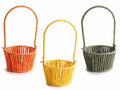 Cestini in fibra intrecciata colorata con manico, set da 9 pezzi, Ø 15 cm x 10,5 H