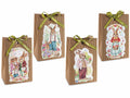 Sacchetti di Pasqua in carta kraft con sagoma conigli e nastrino, set da 36 pezzi, cm 12 x 7,5 x 18 H