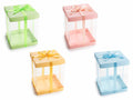Scatoline regalo trasparenti colorate in PVC con base e coperchio in carta, set da 20 pezzi, cm 20 x 20 x 25