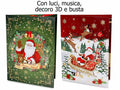 Biglietti di auguri di Natale in 3D con musica, luci e busta, set da 24 pezzi, cm 14,5 x 20 H