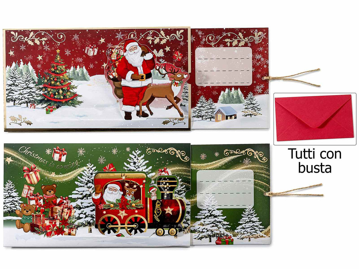 Biglietti di auguri di Natale scorrevole con busta e dettagli dorati, set da 24 pezzi, cm 19,5 x 11 H