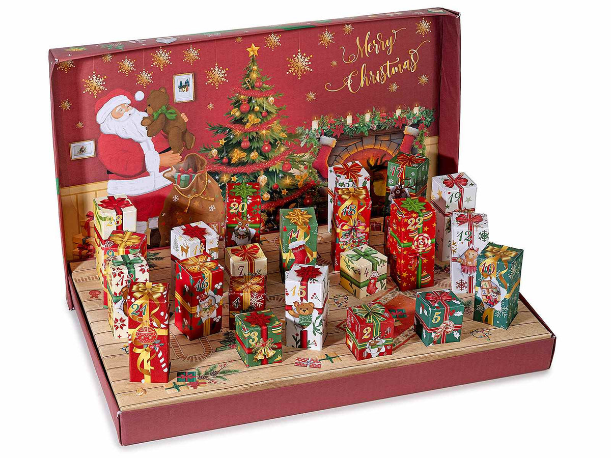 Set calendari dell'Avvento in carta con 24 pacchetti regalo da riempire, set da 3 pezzi