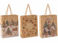 Sacchetti / buste medie in carta kraft con stampa biscottini pan di zenzero, set da 48 pezzi, cm 19 x 8 x 24 H