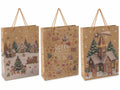 Sacchetti / buste grandi in carta kraft con stampa biscottini pan di zenzero, set da 36 pezzi, cm 24 x 8 x 33 H