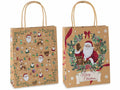 Sacchetti / buste medie in carta kraft con stampa natalizi con manici, set da 36 pezzi, cm 21 x 11 x 27 H