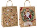 Sacchetti / buste grandi in carta kraft con stampa natalizi con manici, set da 30 pezzi, cm 26,5 x 13 x 32,5 H