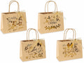 Sacchetti / buste medie orizzontali in carta kraft con fiocco e decori natalizi, set da 28 pezzi, cm 23 x 10 x 17 H
