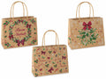 Sacchetti / buste medie orizzontali in carta kraft natalizia, con manici, set da 30 pezzi, cm 22,5 x 10 x 18 H