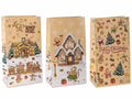 Sacchetti natalizi in carta kraft con stampa pan di zenzero, set da 60 pezzi, cm 15 x 10 x 28 H