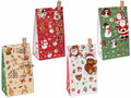 Sacchetti regalo di Natale in carta con molletta, tag sagomato, sticker, set da 40 pezzi, cm 12 x 8 x 22,5 H