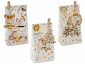 Sacchetti regalo di Natale in carta con stampa natalizia dorata, molletta, tag, set da 42 pezzi, cm 12 x 8 x 22,5 H
