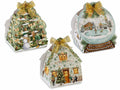 Scatole natalizie sagomate a casetta in carta con fiocco con stampa paesaggio, set da 12 pezzi, cm 16,5 x 12,5 x 18,5 H
