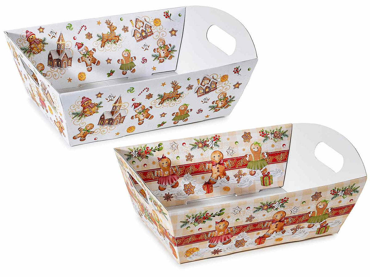 Vassoi natalizi medi in carta con decori biscottini pan di zenzero. Ideali, set da 14 pezzi