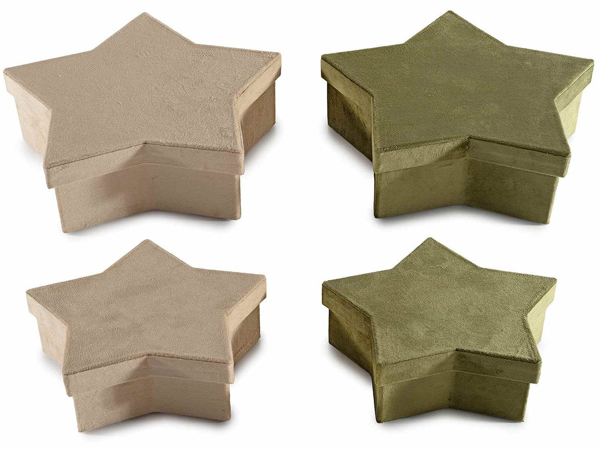 Scatole in carta a forma di stella ad effetto velluto in set da due pezzi, set da 2 pezzi, Grande: cm 23,5x22,5x7 H