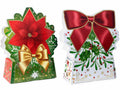 Scatole di Natale in carta sagomata con stampa natalizia e dettagli dorati, set da 16 pezzi, cm 23 x 10 x 29 H