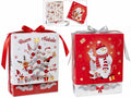 Scatole in carta con stampa natalizia e fiocco, set da 12 pezzi, cm 20 x 9,5 x 25 H