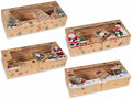 Scatole in carta kraft con stampa soggetti natalizi, finestra, cordino e tag, set da 24 pezzi, cm 30,5 x 14 x 6 H