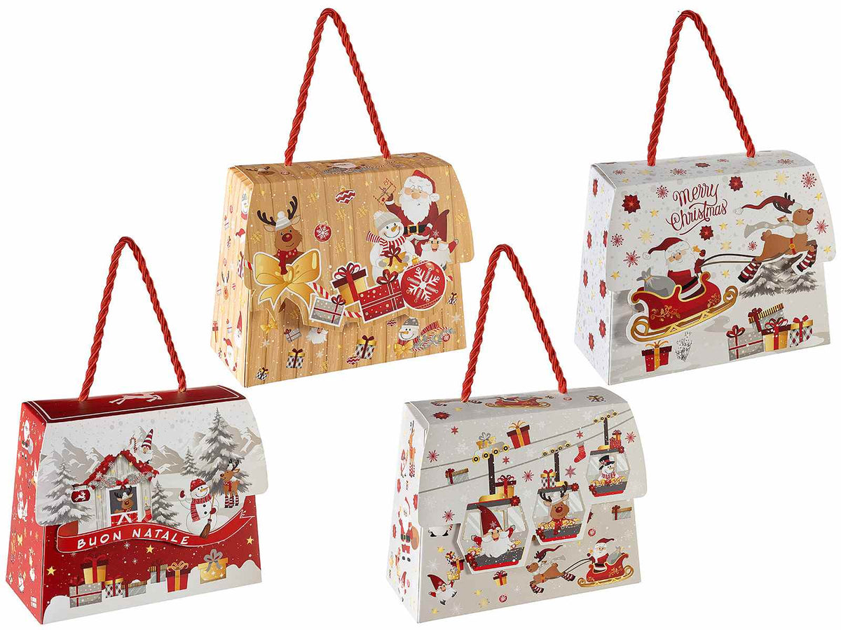 Scatoline natakizie a forma di valigetta con manico in corda e chiusura velcro, set da 40 pezzi, cm 13,5 x 6 x 10,5 H