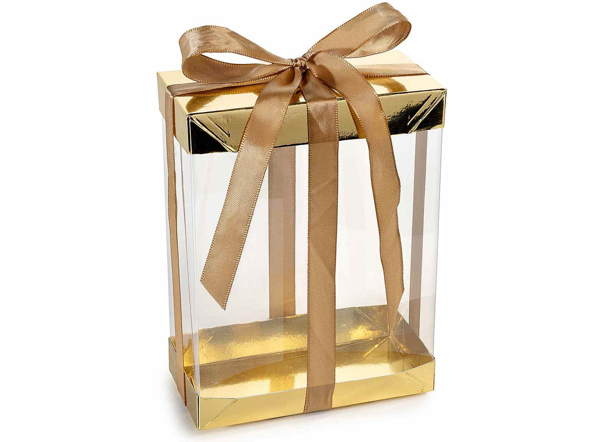 Scatole regalo champagne in PVC con base e coperchio in carta rigida, set da 20 pezzi, cm 13 x 6,5 x 17 H