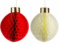Set di 6 palle di Natale in carta a nido d'ape, 40 cm