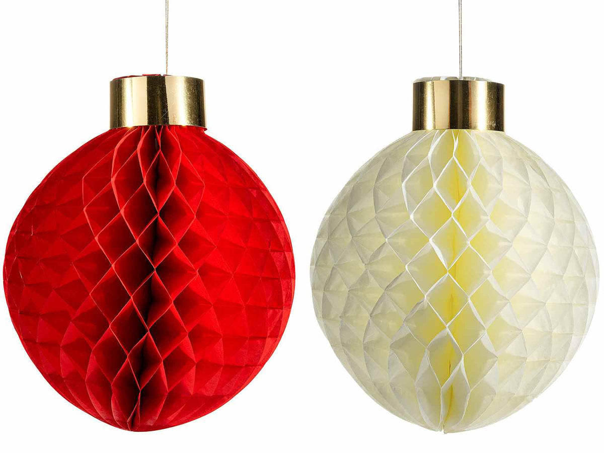 Set di 6 palle di Natale in carta a nido d'ape, 40 cm
