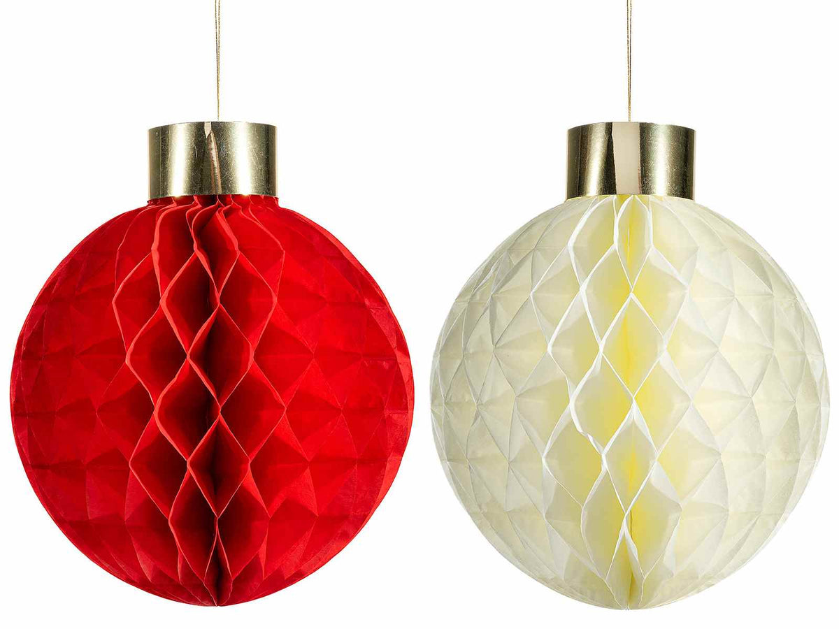 Set di 10 palle di Natale in carta a nido d'ape, 30 cm