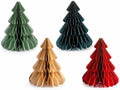 Alberi di Natale decorativi in carta a nido d'ape con dettagli dorati, set da 8 pezzi, Ø 20,5 cm x 25 H