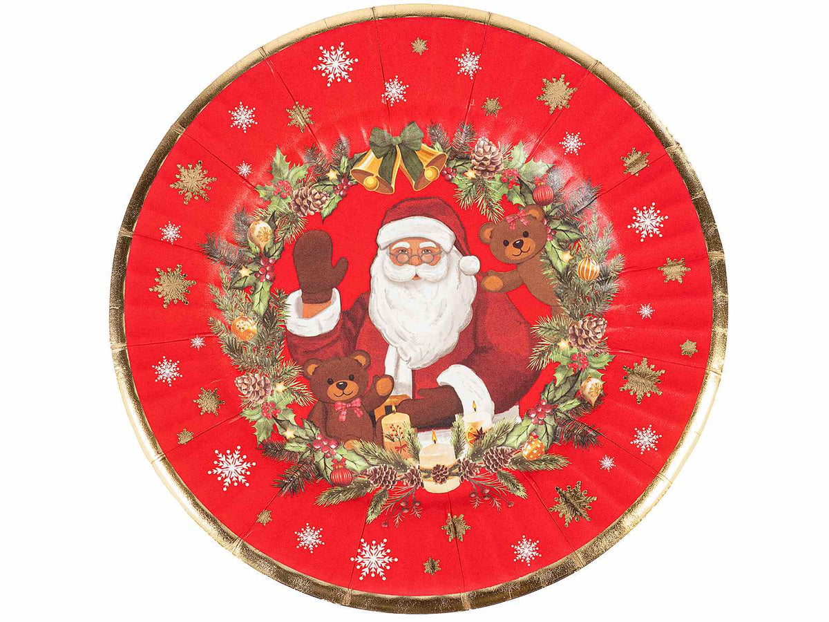 Piatti di carta con stampa a tema natalizia e dettagli oro, set da 10 pezzi, Ø 21 cm